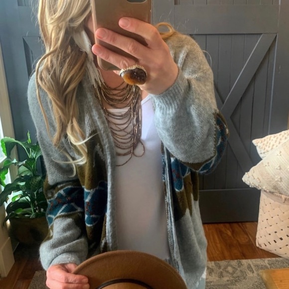 New Cozy Native Tribal Print Boho Western Long Blanket Cardigan Sweater - Picture 4 of 9